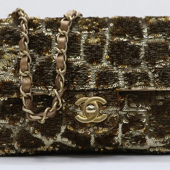 Chanel Small Sequin Quilted Single Flap Gold - Picture 2 of 12